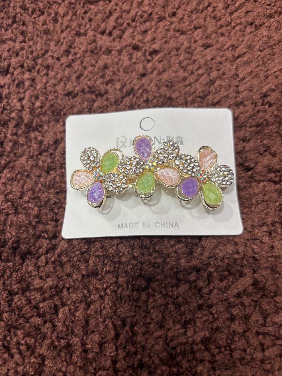 Rhinestone & Enamel Flower Hair Clip