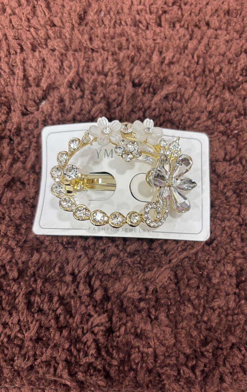Crystal Blossom Oval Hair Clip