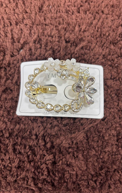 Crystal Blossom Oval Hair Clip