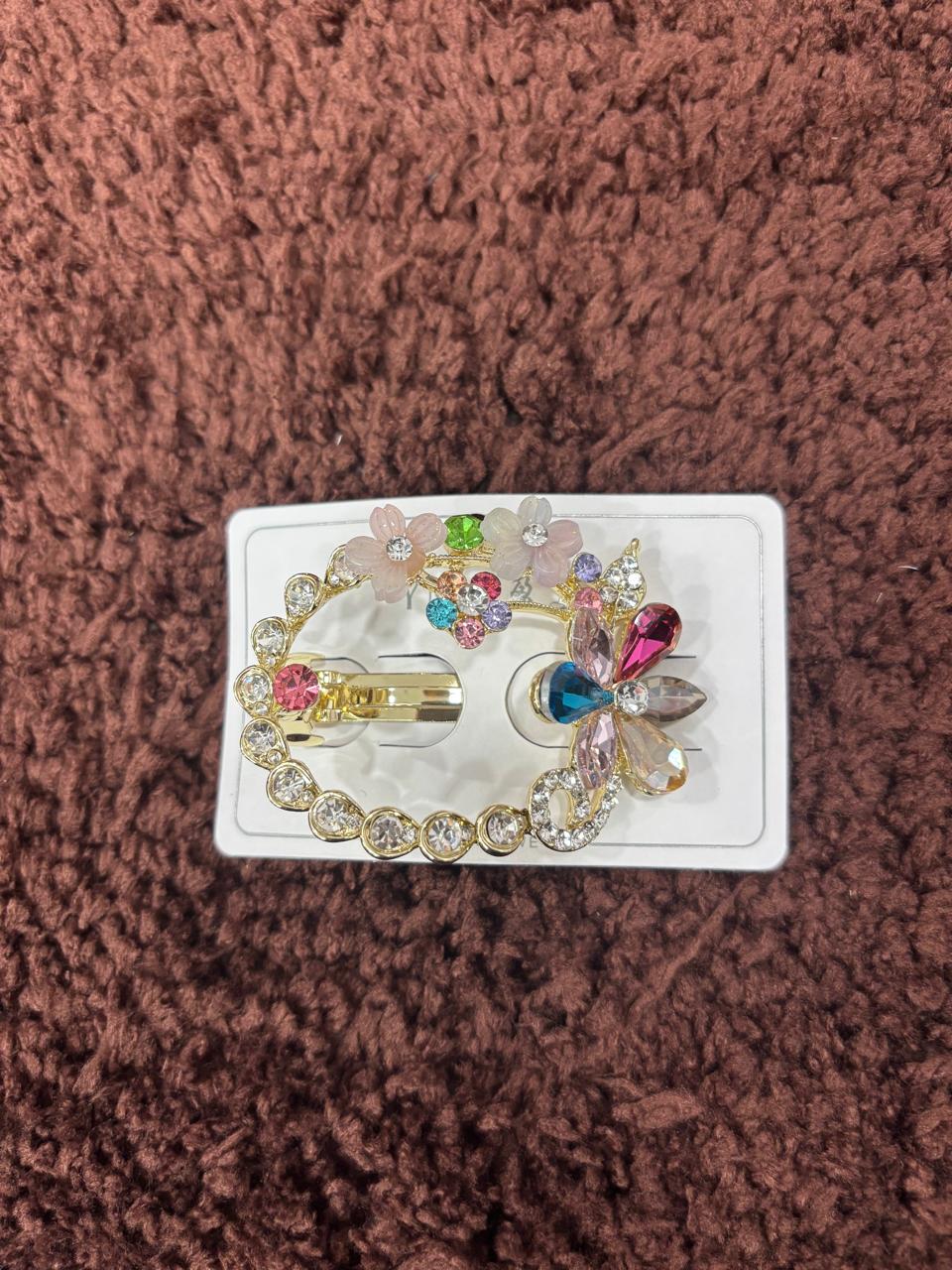 Crystal Blossom Oval Hair Clip