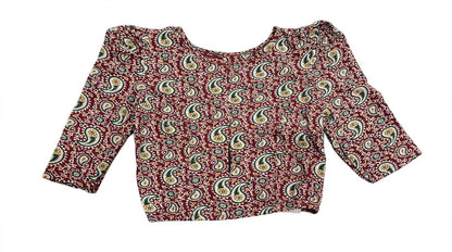 Kalamkari Half Sleeves With Butta Hands Stretchable Blouses ( 2XL )