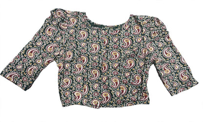 Kalamkari Half Sleeves With Butta Hands Stretchable Blouses ( 2XL )