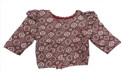 Kalamkari Half Sleeves With Butta Hands Stretchable Blouses ( XL )