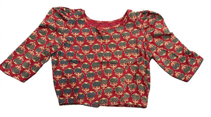 Kalamkari Half Sleeves With Butta Hands Stretchable Blouses ( XL )