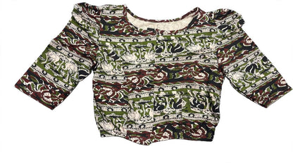 Kalamkari Half Sleeves With Butta Hands Stretchable Blouses ( XL )