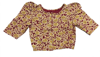 Kalamkari Half Sleeves With Butta Hands Stretchable Blouses ( XL )