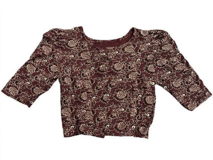 Kalamkari Half Sleeves With Butta Hands Stretchable Blouses ( XL )