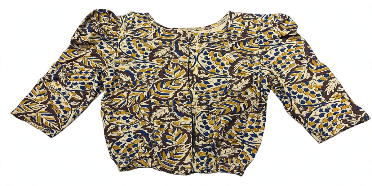 Kalamkari Half Sleeves With Butta Hands Stretchable Blouses ( 2XL )